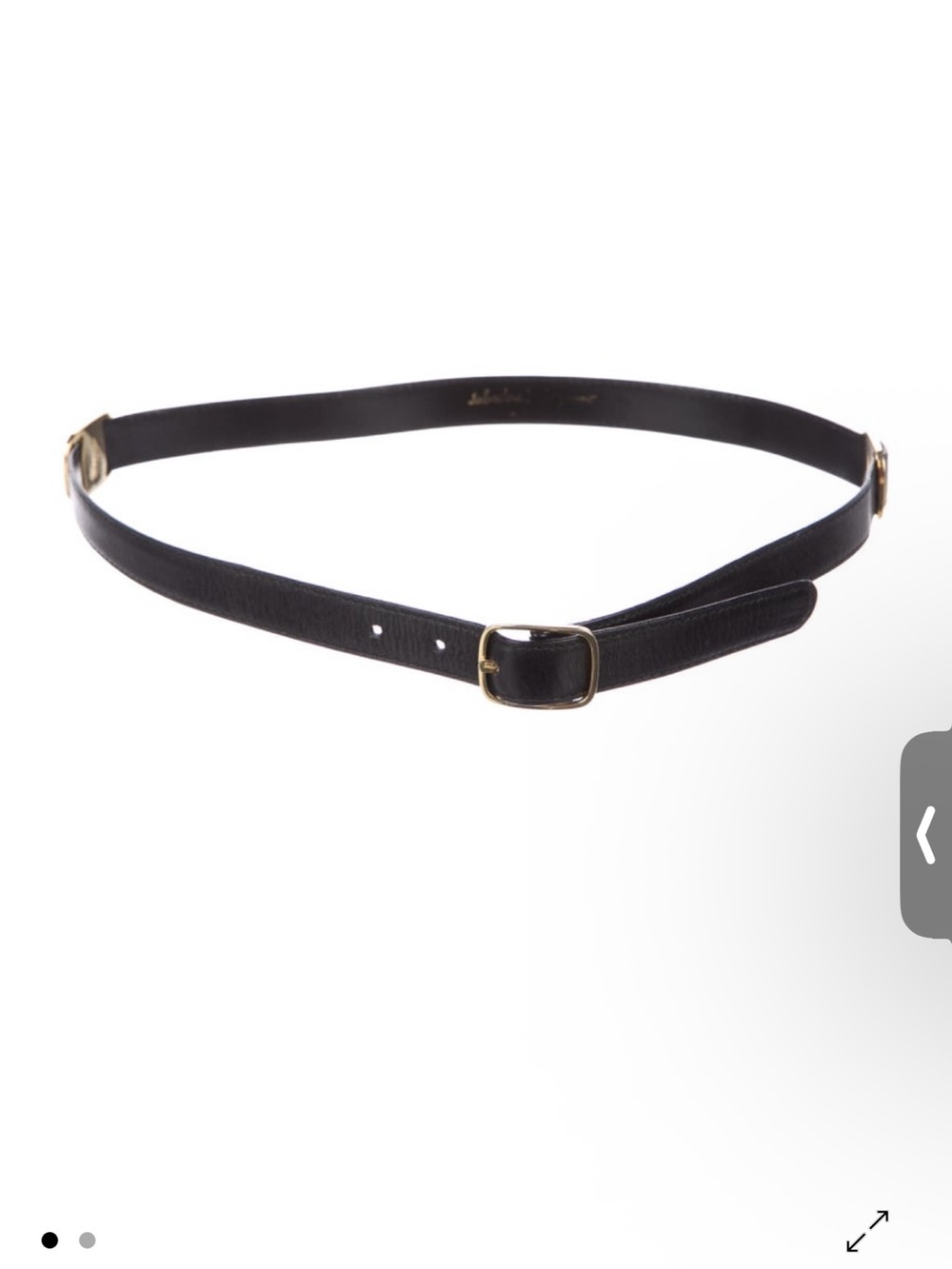 Salvatore Ferragamo Black Leather Slim Belt with Gold Buckle